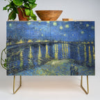 Vincent van Gogh Starry Night Over the Rhone (1888) enhanced with artificial intelligence Credenza Gallery Image 1