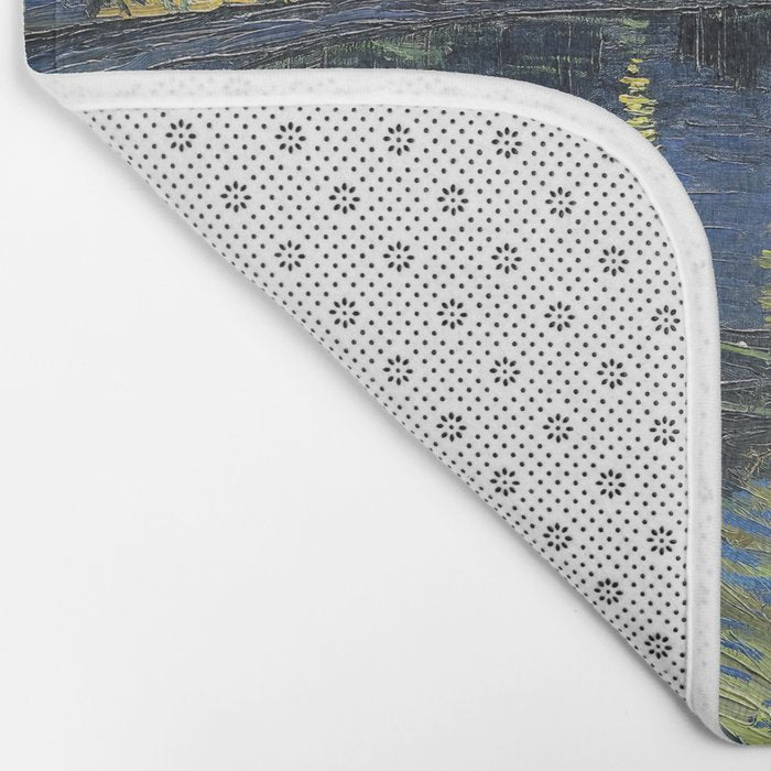 Vincent van Gogh Starry Night Over the Rhone (1888) enhanced with artificial intelligence Bath Mat Gallery Image 2