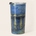Vincent van Gogh Starry Night Over the Rhone (1888) enhanced with artificial intelligence Travel Mug Gallery Image 3