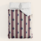 Burgundy Stripes and Navy Dots Modern Pattern Duvet Cover Gallery Image 6