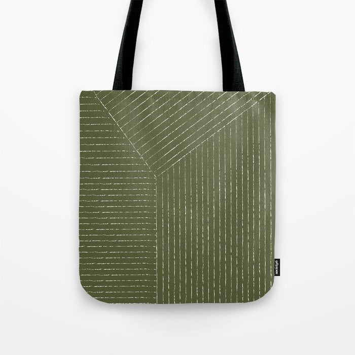 Lines (Moss Green) Tote Bag Gallery Image 1