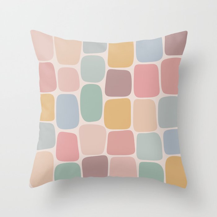 Minimal Blocks - Pastel Rainbow Throw Pillow Gallery Image 1