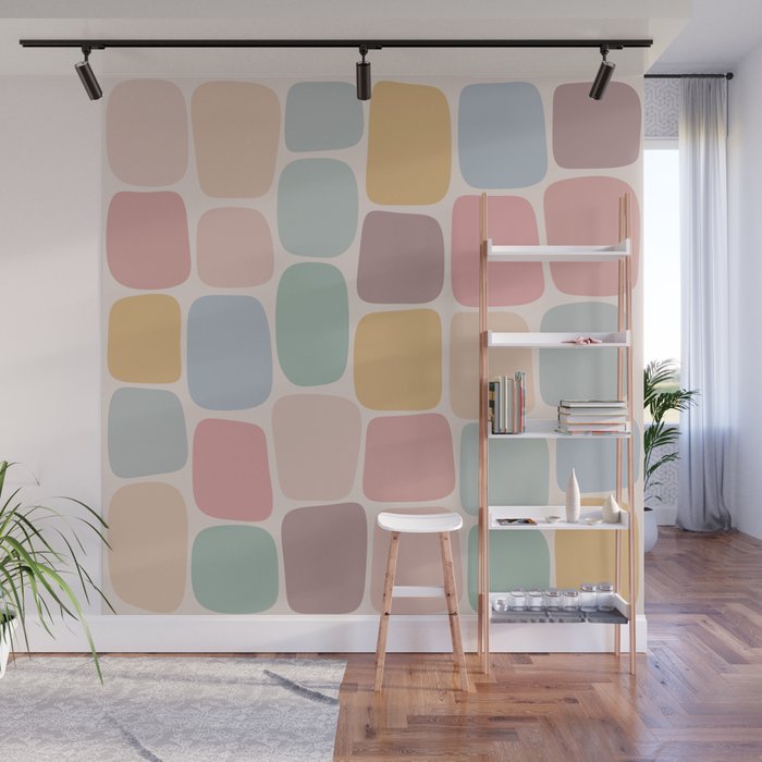 Minimal Blocks - Pastel Rainbow Wall Mural Gallery Image 1