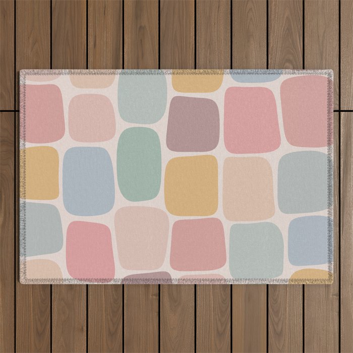 Minimal Blocks - Pastel Rainbow Outdoor Rug Gallery Image 1