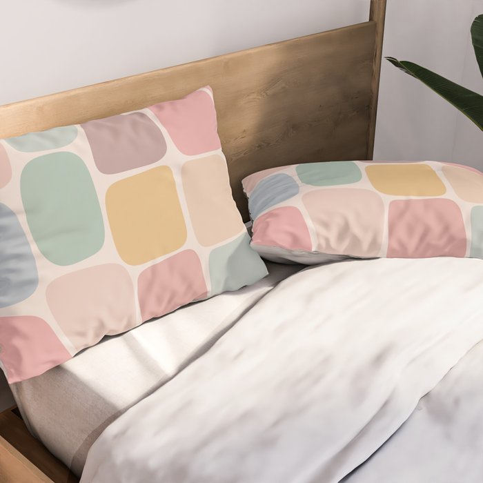 Minimal Blocks - Pastel Rainbow Pillow Sham Gallery Image 2