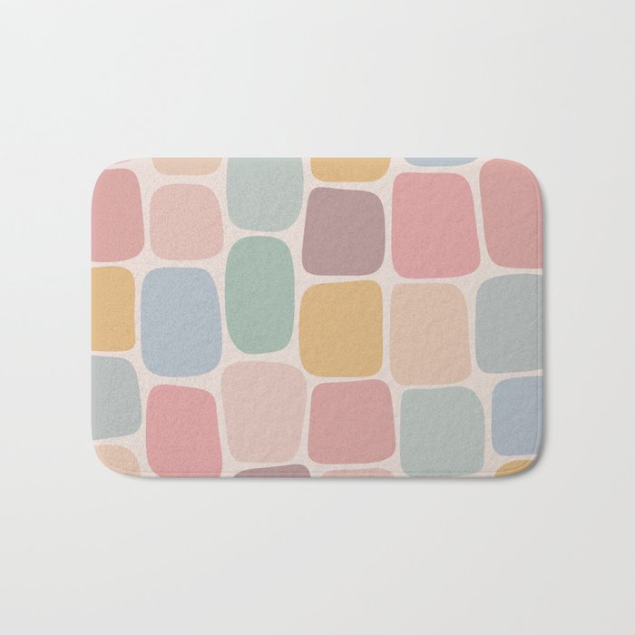 Minimal Blocks - Pastel Rainbow Bath Mat Gallery Image 1