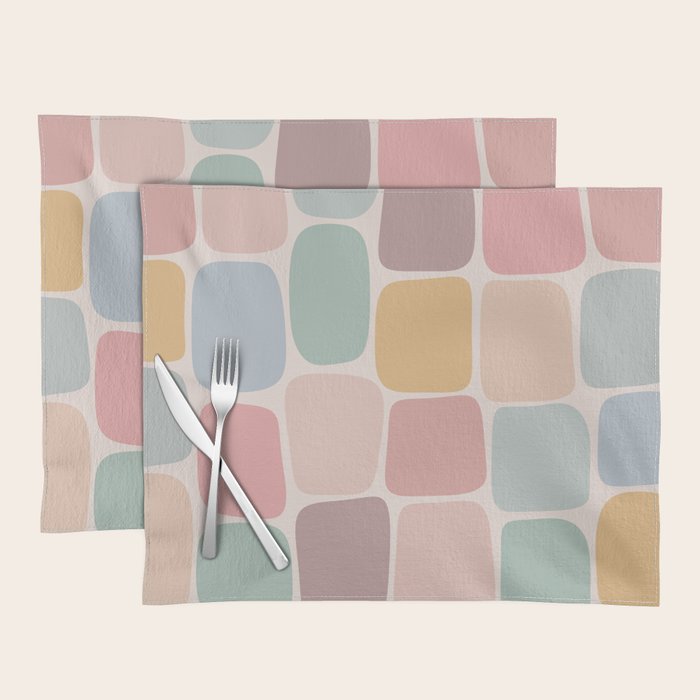 Minimal Blocks - Pastel Rainbow Placemat Gallery Image 1