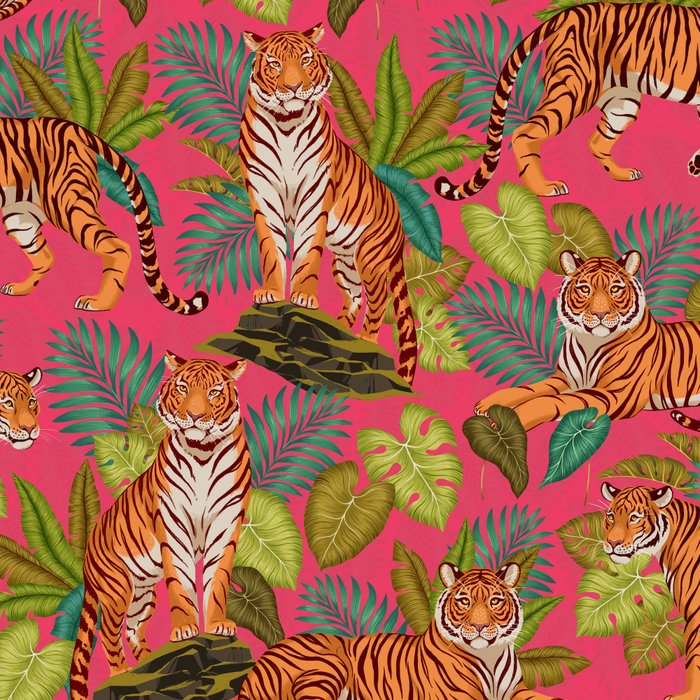 Tropical Tigers In Hot Pink Coffee Mug Gallery Image 2