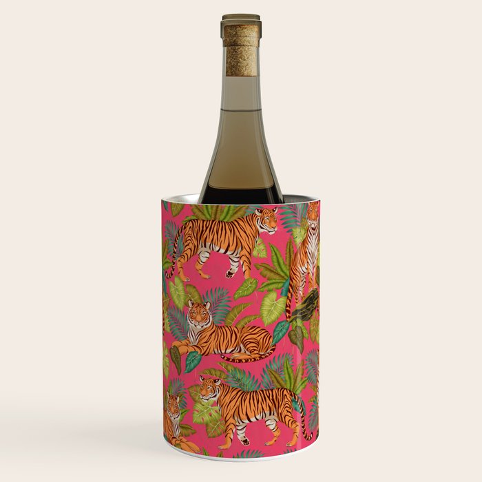 Tropical Tigers In Hot Pink Wine Chiller Gallery Image 3