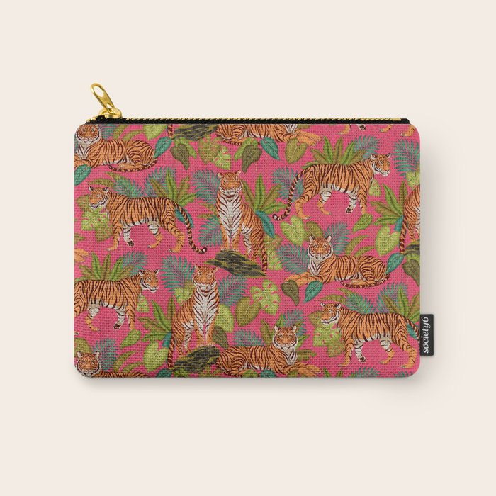 Tropical Tigers In Hot Pink Carry All Pouch Gallery Image 1