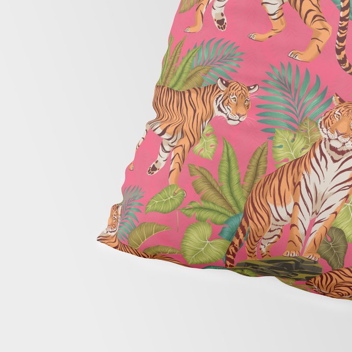 Tropical Tigers In Hot Pink Pillow Sham Gallery Image 4