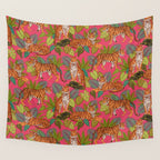 Tropical Tigers In Hot Pink Wall Tapestry Gallery Image 4