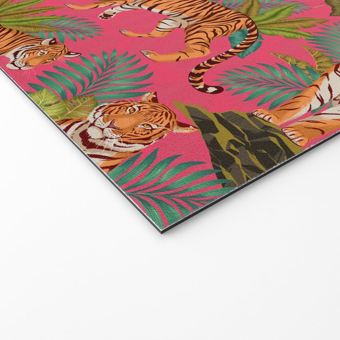 Tropical Tigers In Hot Pink Welcome Mat Gallery Image 2