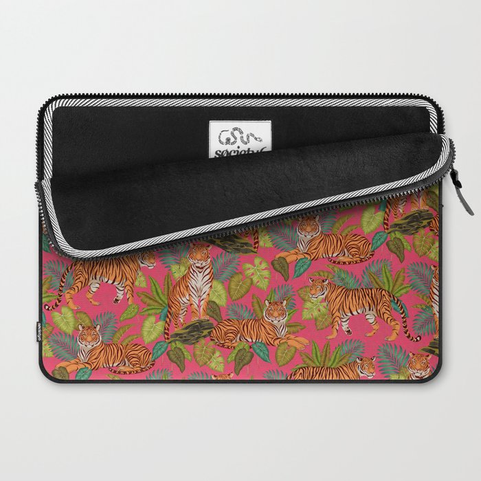 Tropical Tigers In Hot Pink Laptop Sleeve Gallery Image 2