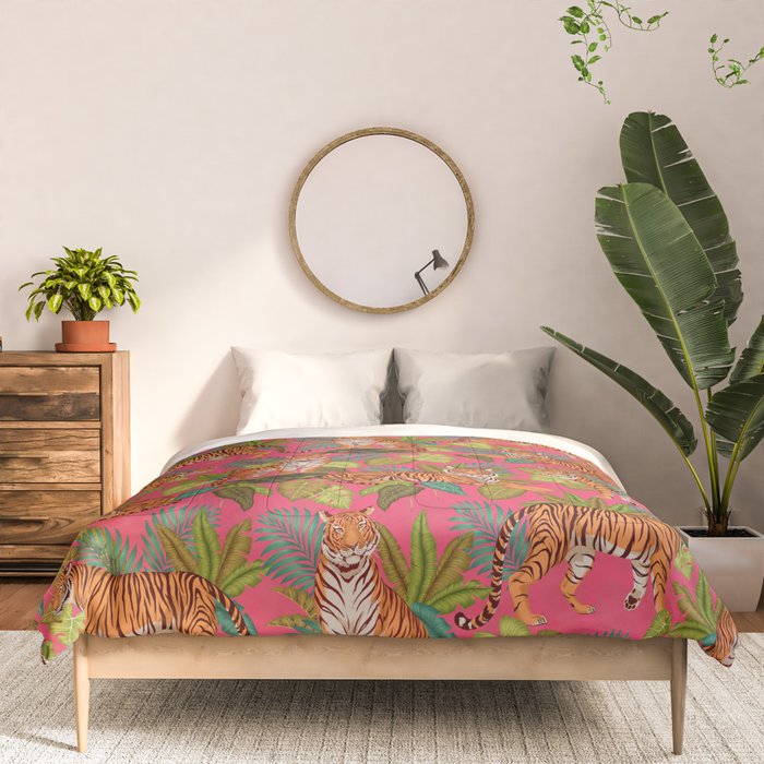 Tropical Tigers In Hot Pink Comforter Gallery Image 3