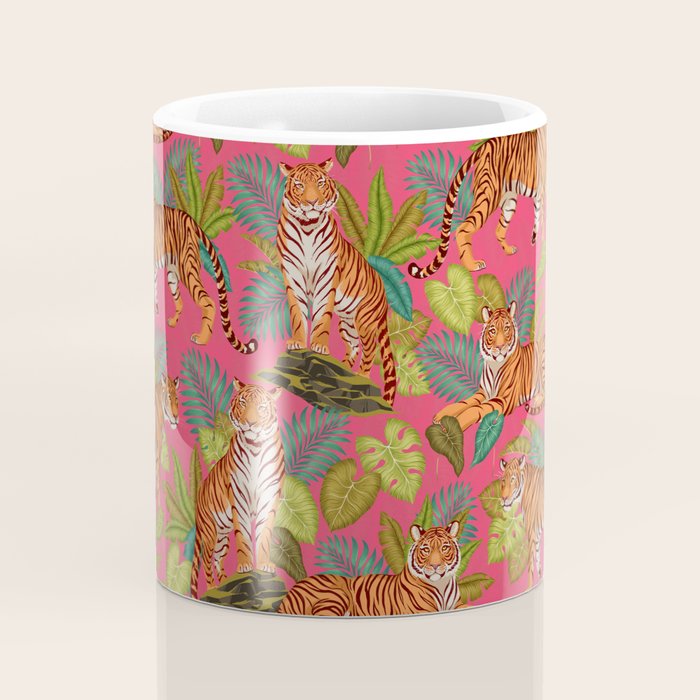 Tropical Tigers In Hot Pink Coffee Mug Gallery Image 4