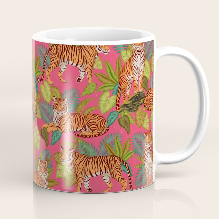 Tropical Tigers In Hot Pink Coffee Mug Gallery Image 1