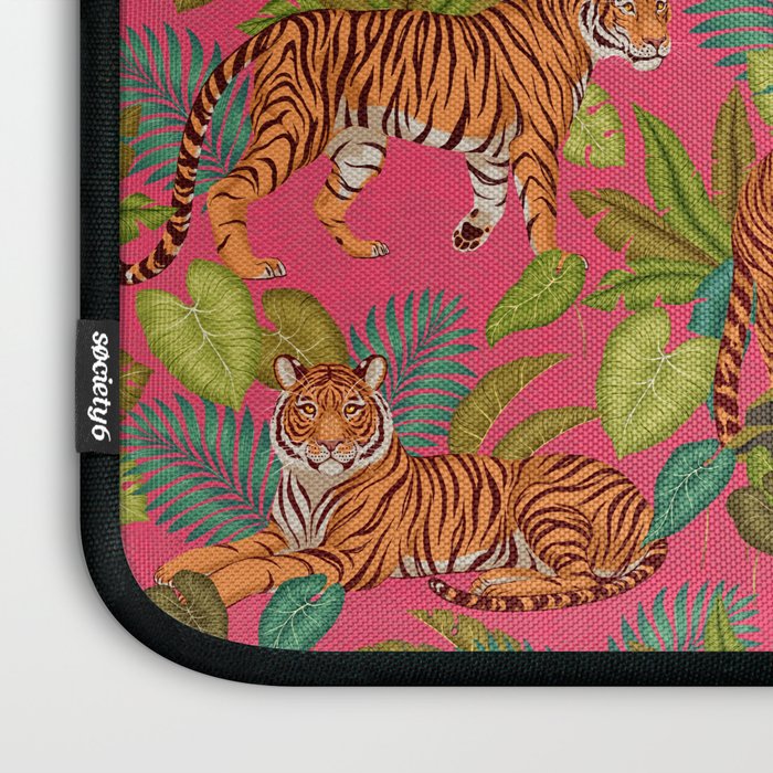 Tropical Tigers In Hot Pink Laptop Sleeve Gallery Image 3
