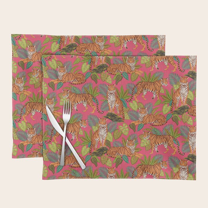 Tropical Tigers In Hot Pink Placemat Gallery Image 1