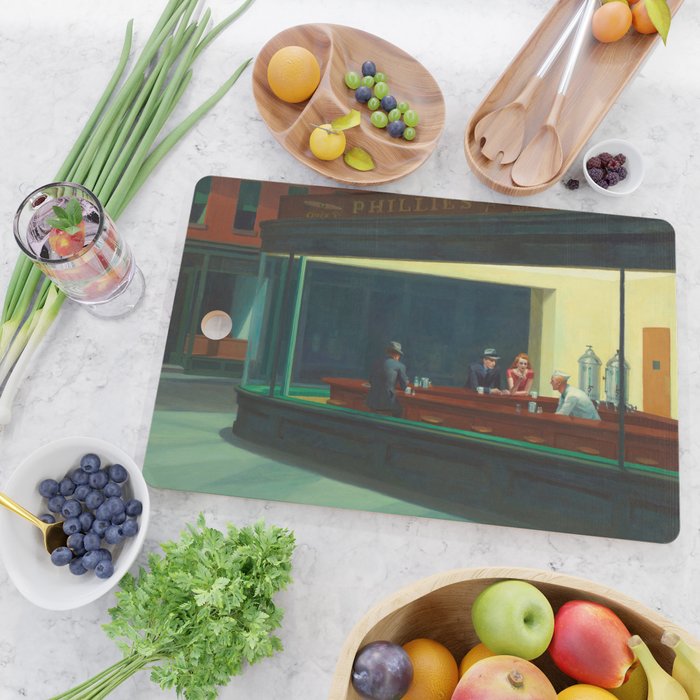 Nighthawks by Edward Hopper Cutting Board Gallery Image 2