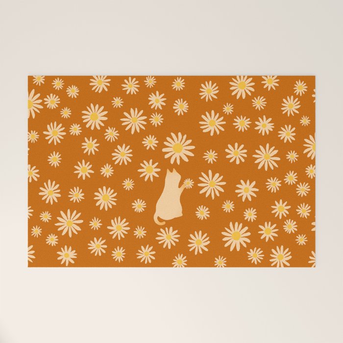 Hidden cat 44o Autumn flowers fall Welcome Mat Gallery Image 1