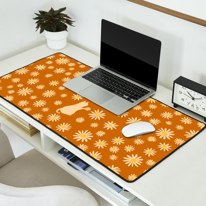 Hidden cat 44o Autumn flowers fall Desk Mat Gallery Image 2