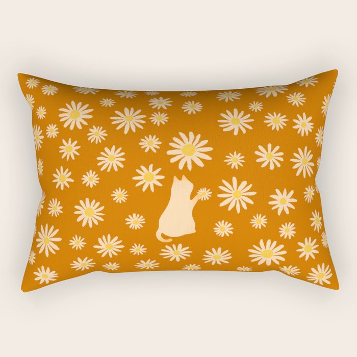 Hidden cat 44o Autumn flowers fall Rectangular Pillow Gallery Image 1