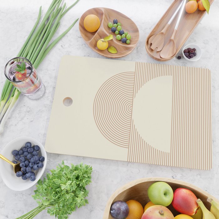 Geometric lines in Shades of Coffee and Latte 4 (Sunrise and Sunset) Cutting Board Gallery Image 2