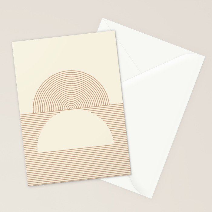 Geometric lines in Shades of Coffee and Latte 4 (Sunrise and Sunset) Stationery Card Gallery Image 2