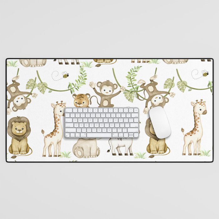 Watercolor Safari Jungle Animals  Desk Mat Gallery Image 1