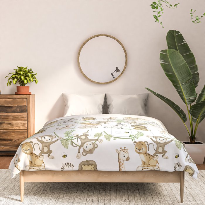 Watercolor Safari Jungle Animals  Comforter Gallery Image 3