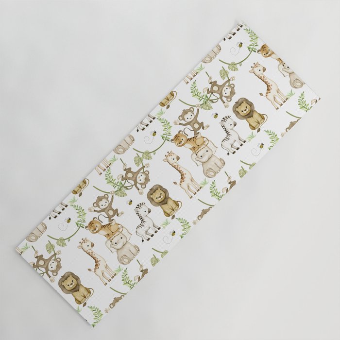 Watercolor Safari Jungle Animals  Yoga Mat Gallery Image 1