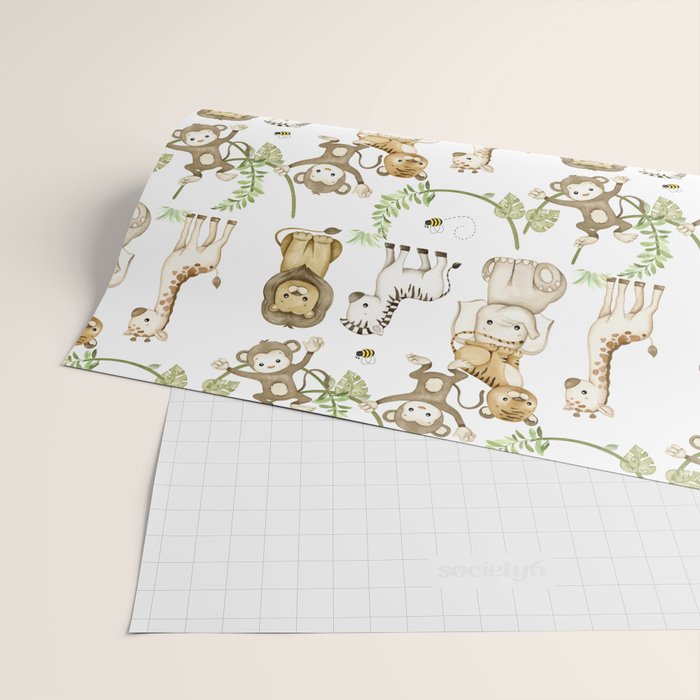Watercolor Safari Jungle Animals  Wrapping Paper Gallery Image 2