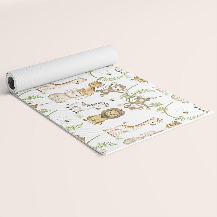 Watercolor Safari Jungle Animals  Yoga Mat Gallery Image 2