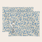 Organic Blue floral nature art doodle pattern Placemat Gallery Image 1