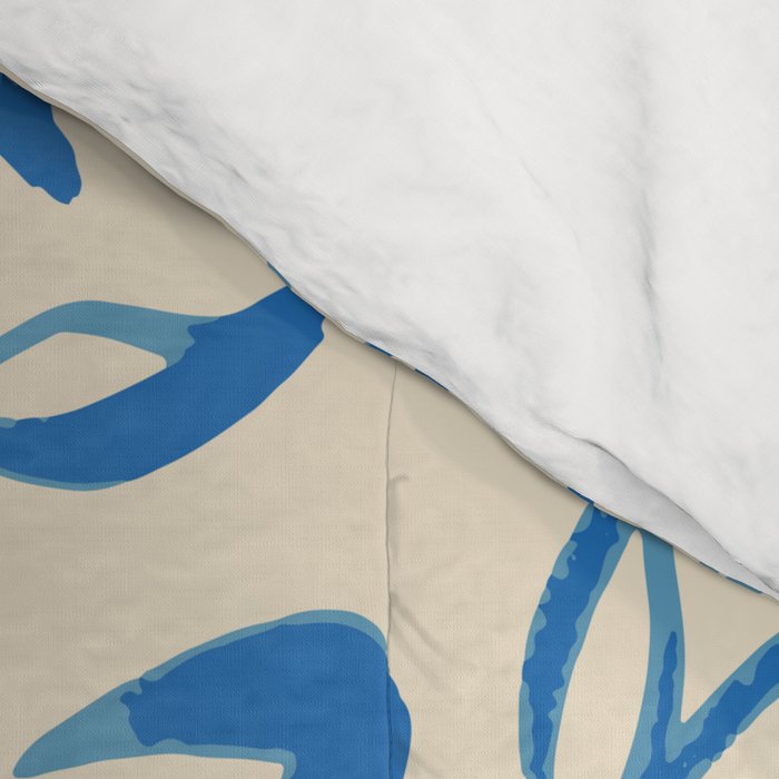 Organic Blue floral nature art doodle pattern Comforter Gallery Image 4