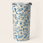 Organic Blue floral nature art doodle pattern Travel Mug Gallery Image 2