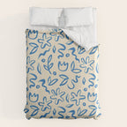 Organic Blue floral nature art doodle pattern Duvet Cover Gallery Image 6