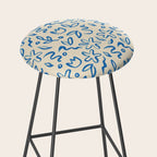 Organic Blue floral nature art doodle pattern Stool Gallery Image 2