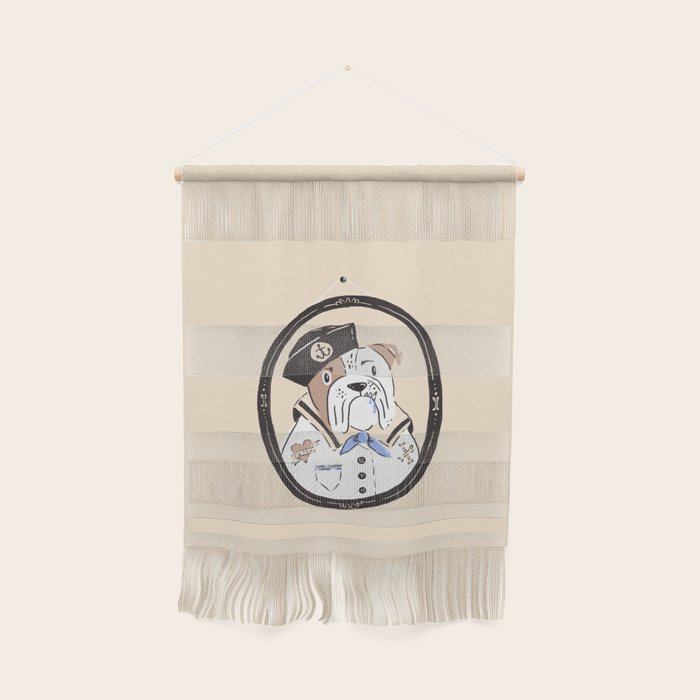 English Bulldog Sailor Illustration Wall Hanging Gallery Image 1