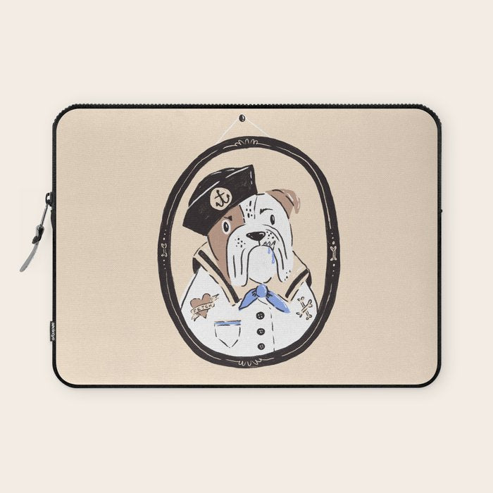 English Bulldog Sailor Illustration Laptop Sleeve Gallery Image 1