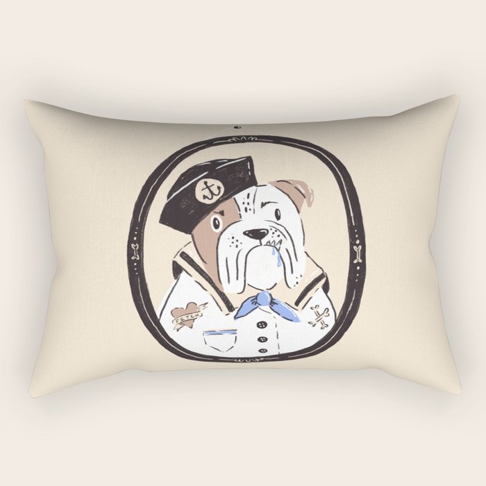 English Bulldog Sailor Illustration Rectangular Pillow Gallery Image 1