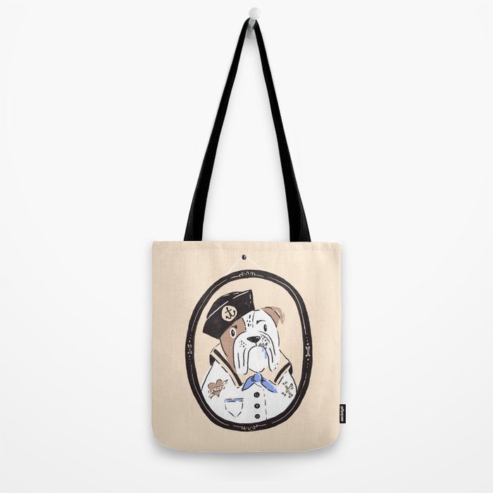 English Bulldog Sailor Illustration Tote Bag Gallery Image 2