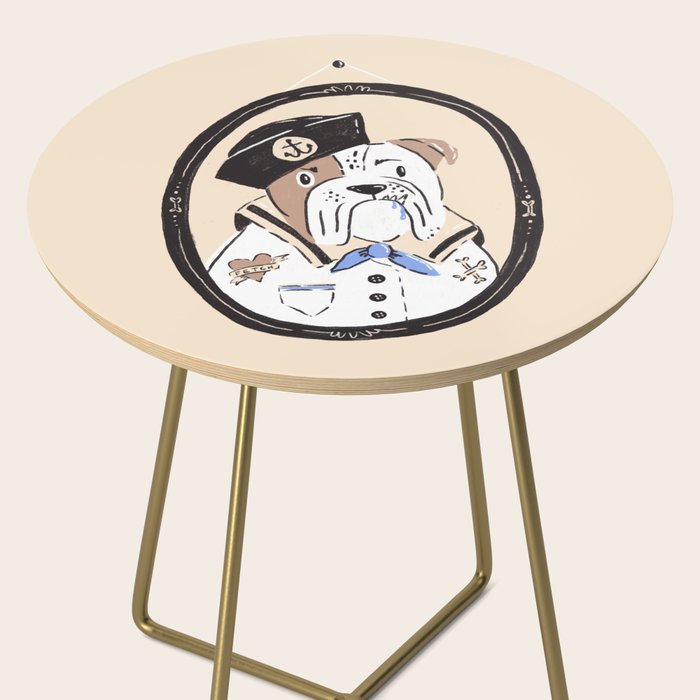 English Bulldog Sailor Illustration Side Table Gallery Image 2