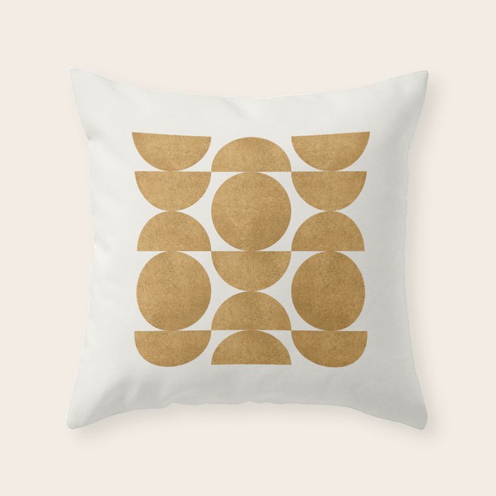 Gold Retro Scandinavian - Mid Century Modern Throw Pillow Gallery Image 1