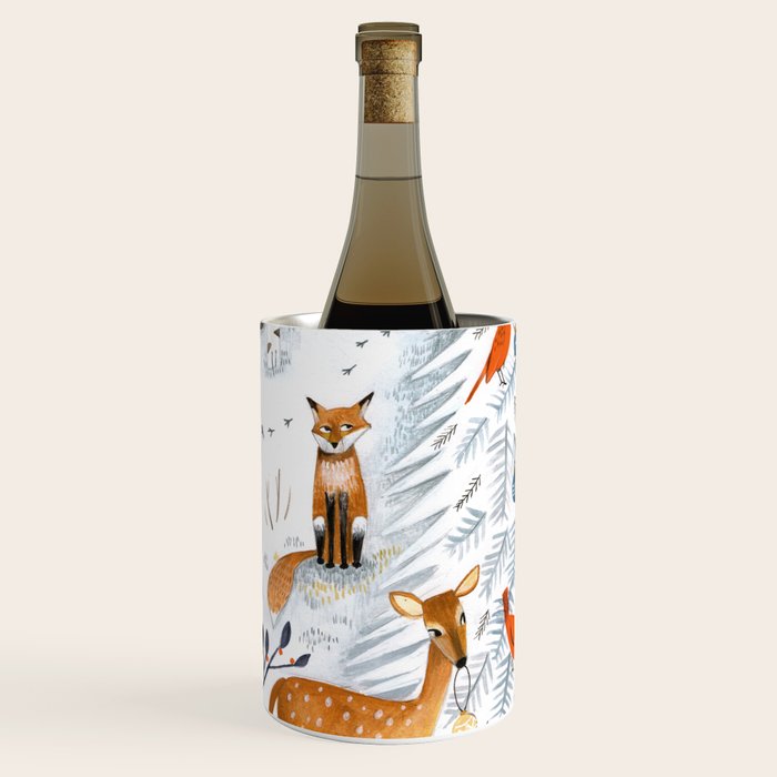 Christmas snow woodland animals Wine Chiller Gallery Image 2