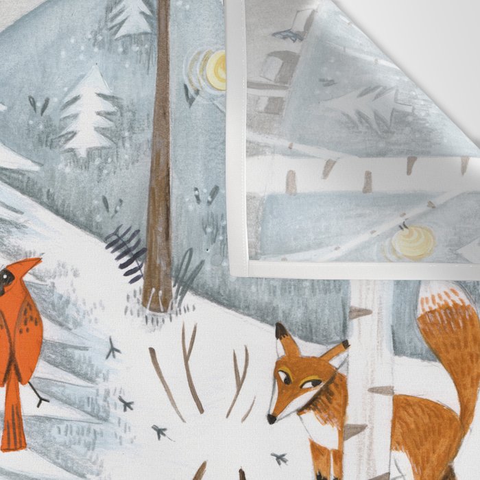 Christmas snow woodland animals Wall Tapestry Gallery Image 3