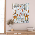 Christmas snow woodland animals Wall Tapestry Gallery Image 2