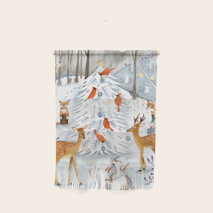 Christmas snow woodland animals Wall Hanging Gallery Image 1