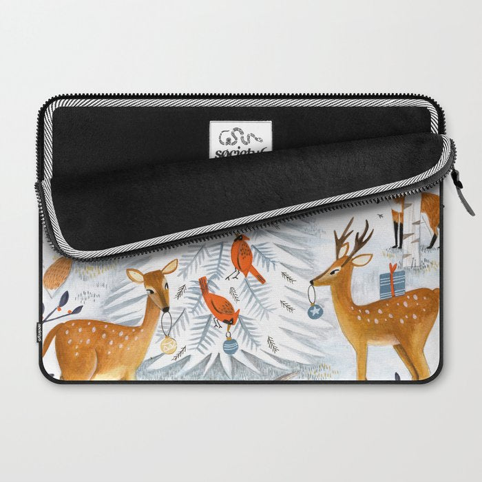 Christmas snow woodland animals Laptop Sleeve Gallery Image 2